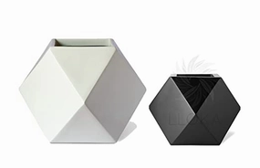 Table Top Pots & Planters Combo GeoE_01 (Large in White & Small in Black) classic flowerpot  