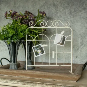 Tabletop White Metal Garden Gate dried flowers  