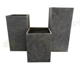 Tall Square Fiberglass Planter (Code: FG014) 3 Sizes Light Grey outdoor greenery  