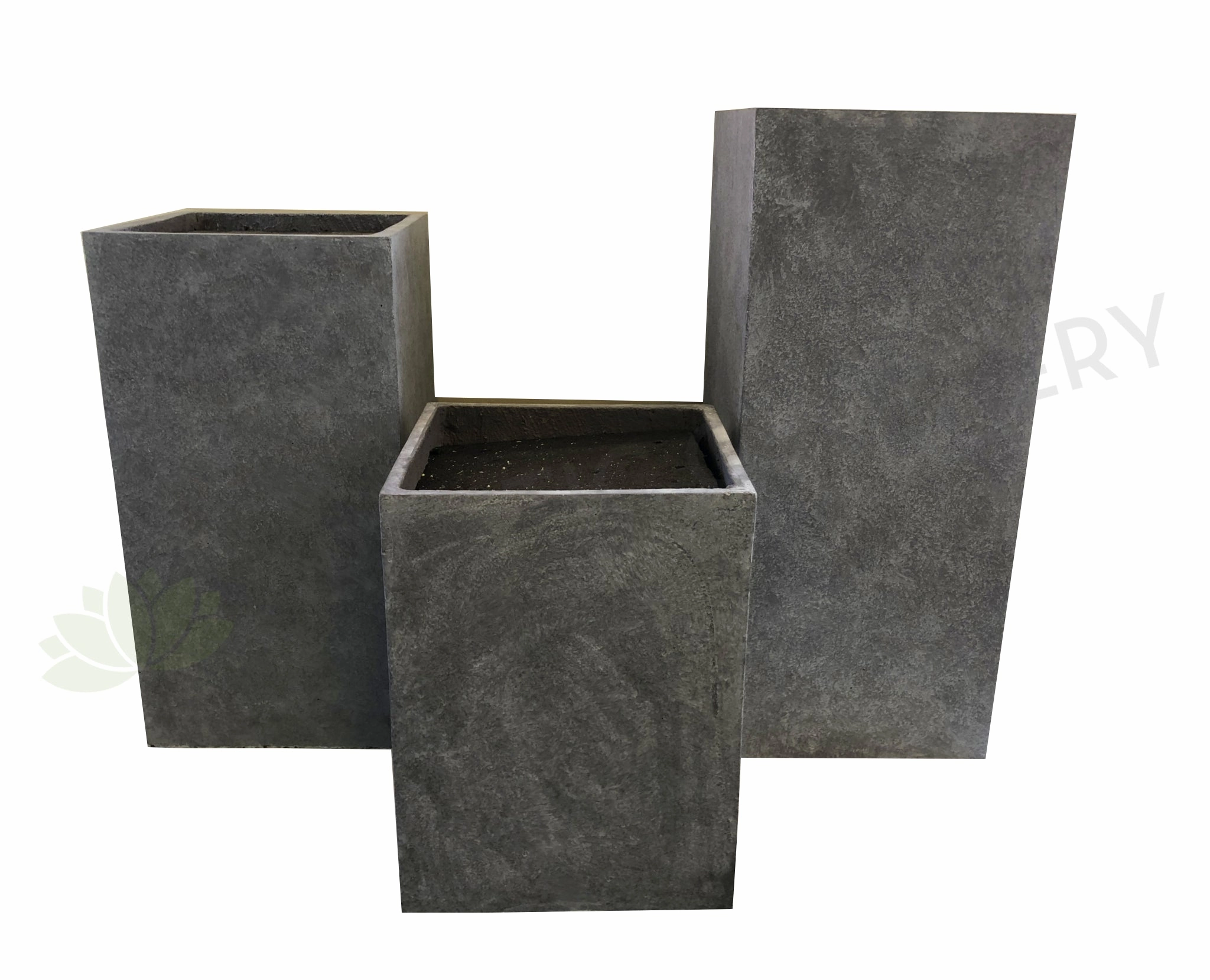 Tall Square Fiberglass Planter (Code: FG014) 3 Sizes Light Grey outdoor greenery  