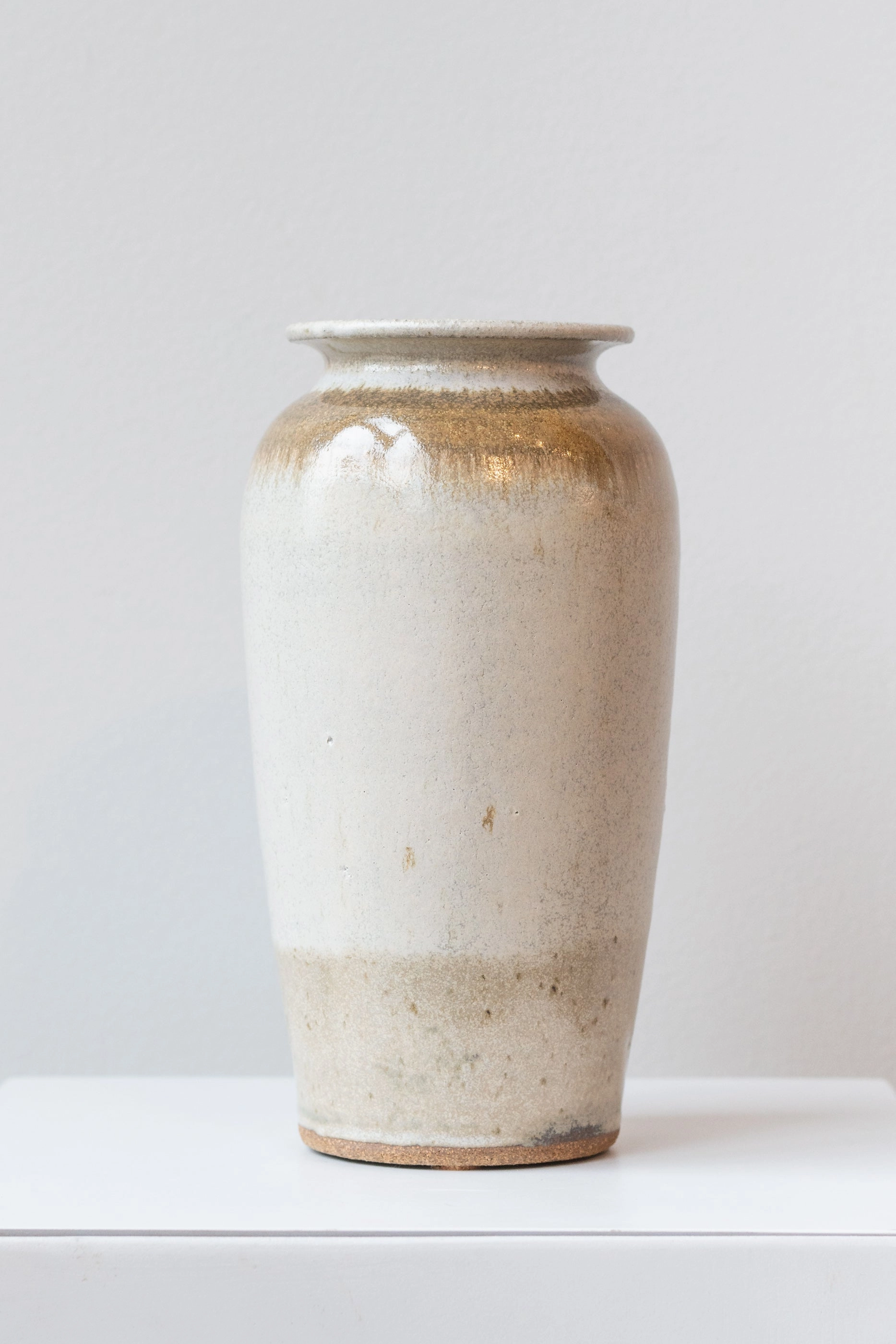 Tall Vase Ivory & Iron Glaze Medium dried green plant  