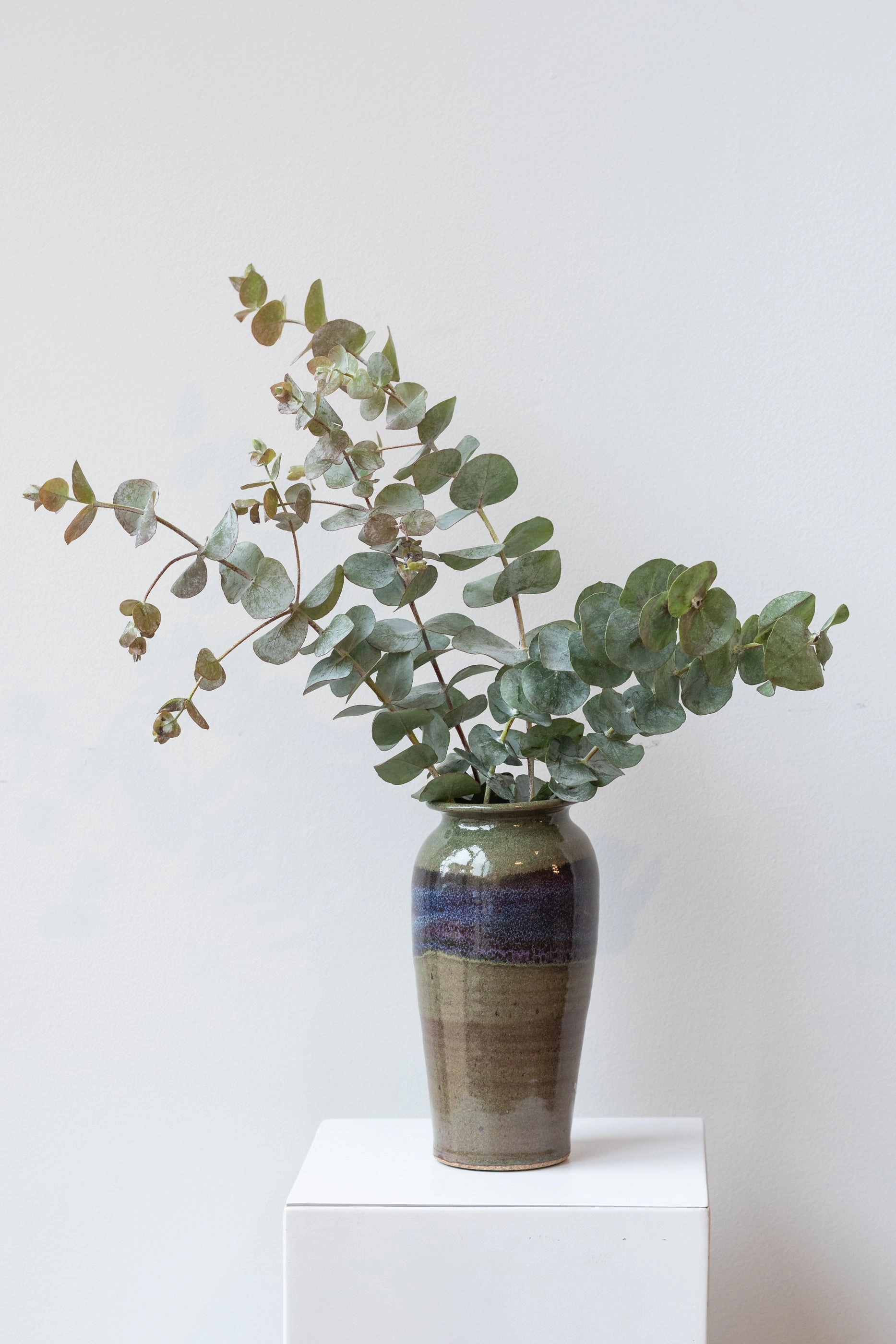 Tall Vase Moss & Lilac Glaze Medium