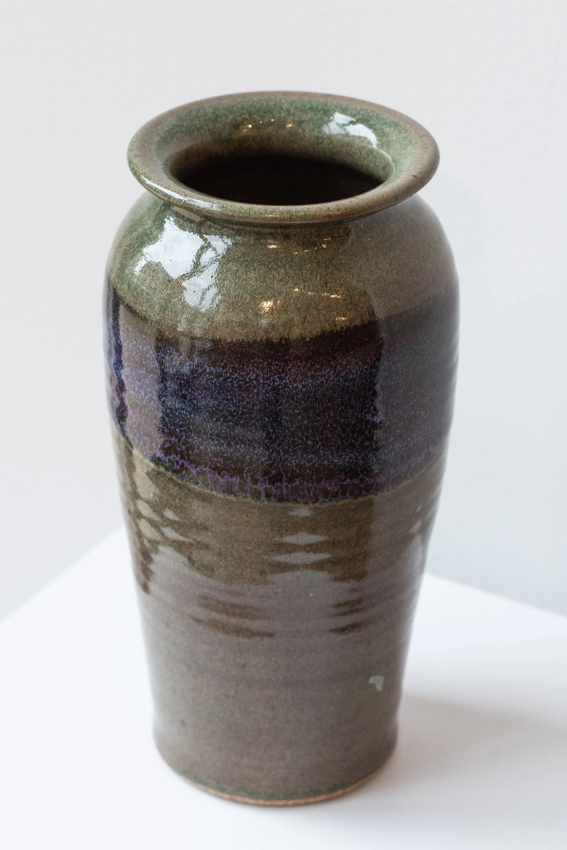 Tall Vase Moss & Lilac Glaze Medium