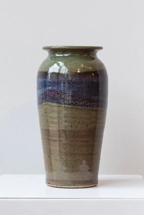 Tall Vase Moss & Lilac Glaze Medium dried green plant  
