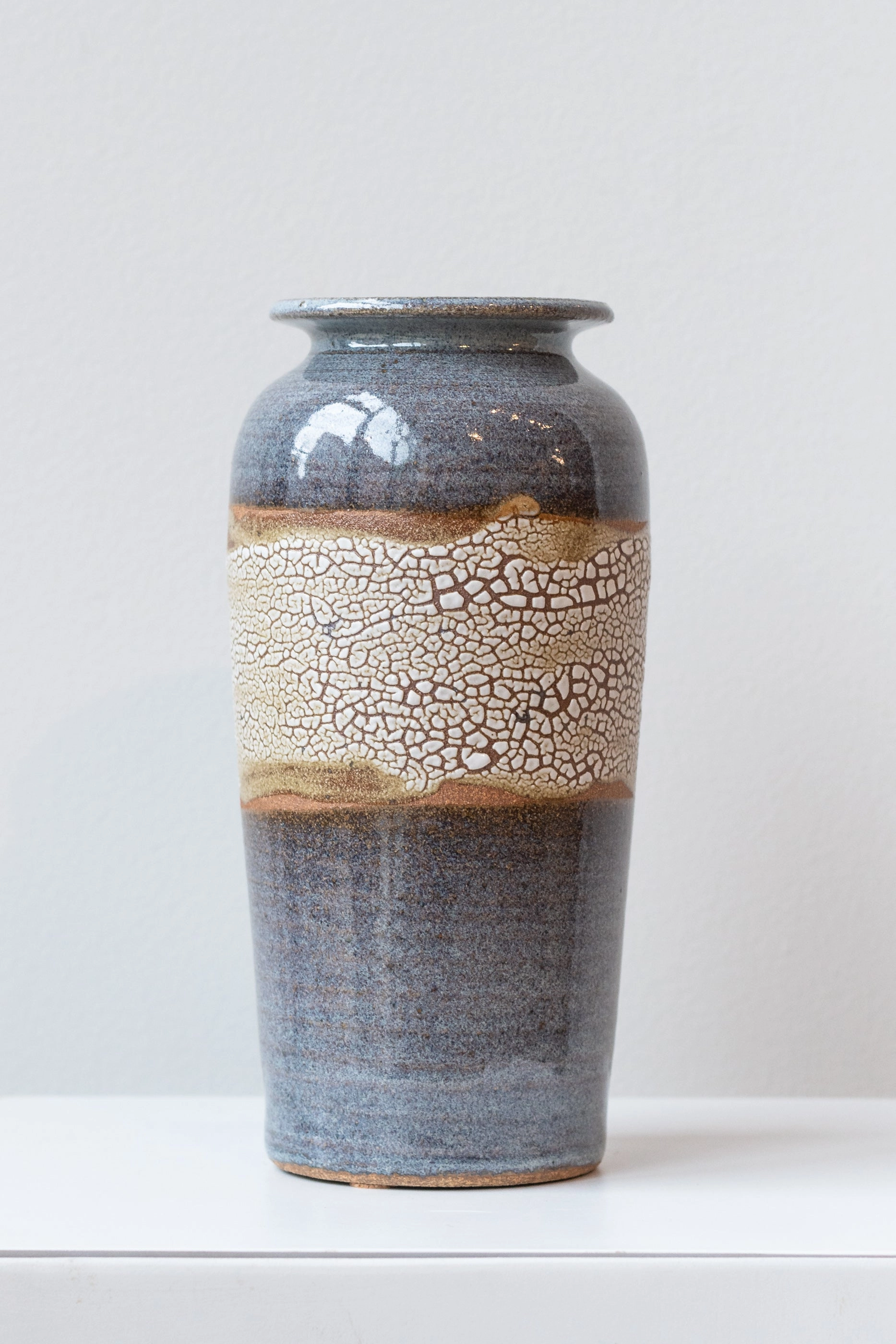 Tall Vase Super Crackle Glaze Medium dried green plant  