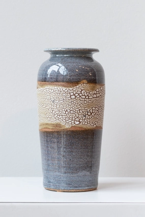 Tall Vase Super Crackle Glaze Medium dried green plant  