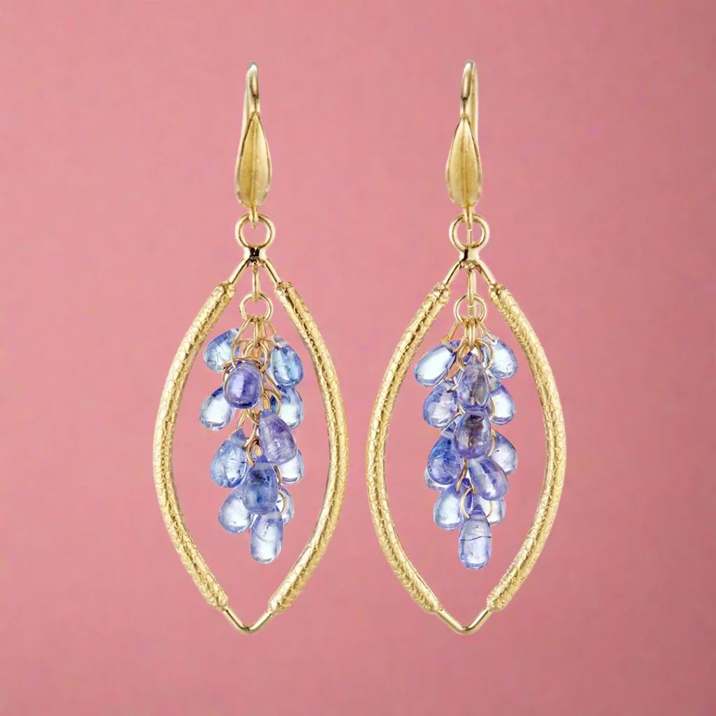 Tanzanite Open-Shape Cluster Earrings