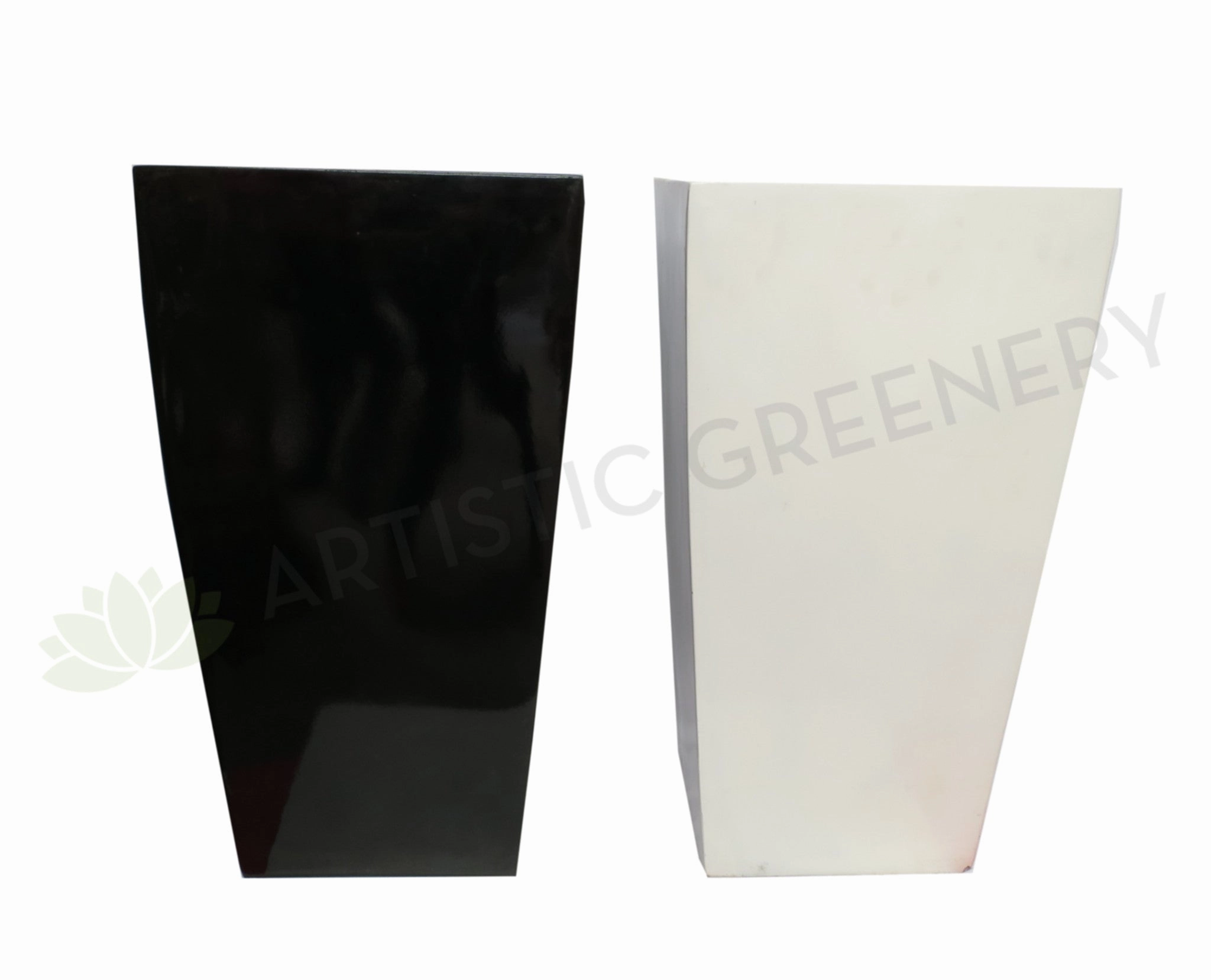 Tapered Fiberglass Planter (Code: FG55018-60) Black / White outdoor greenery  