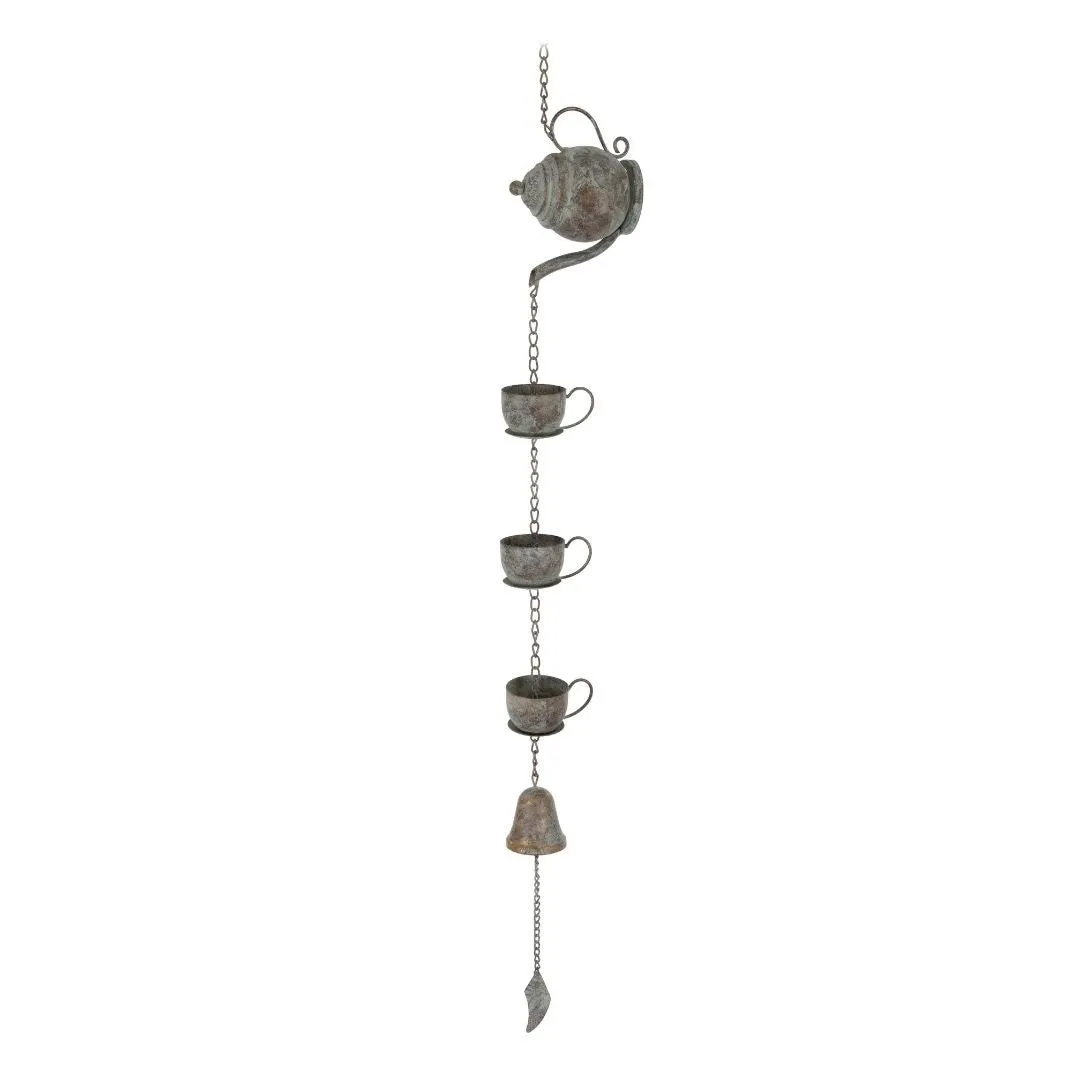 Teapot Rain Chain dried flowers  
