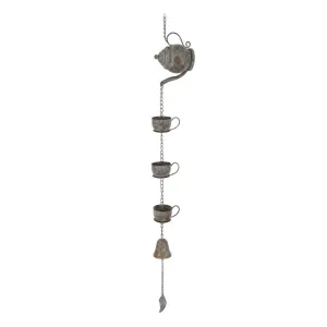 Teapot Rain Chain dried flowers  
