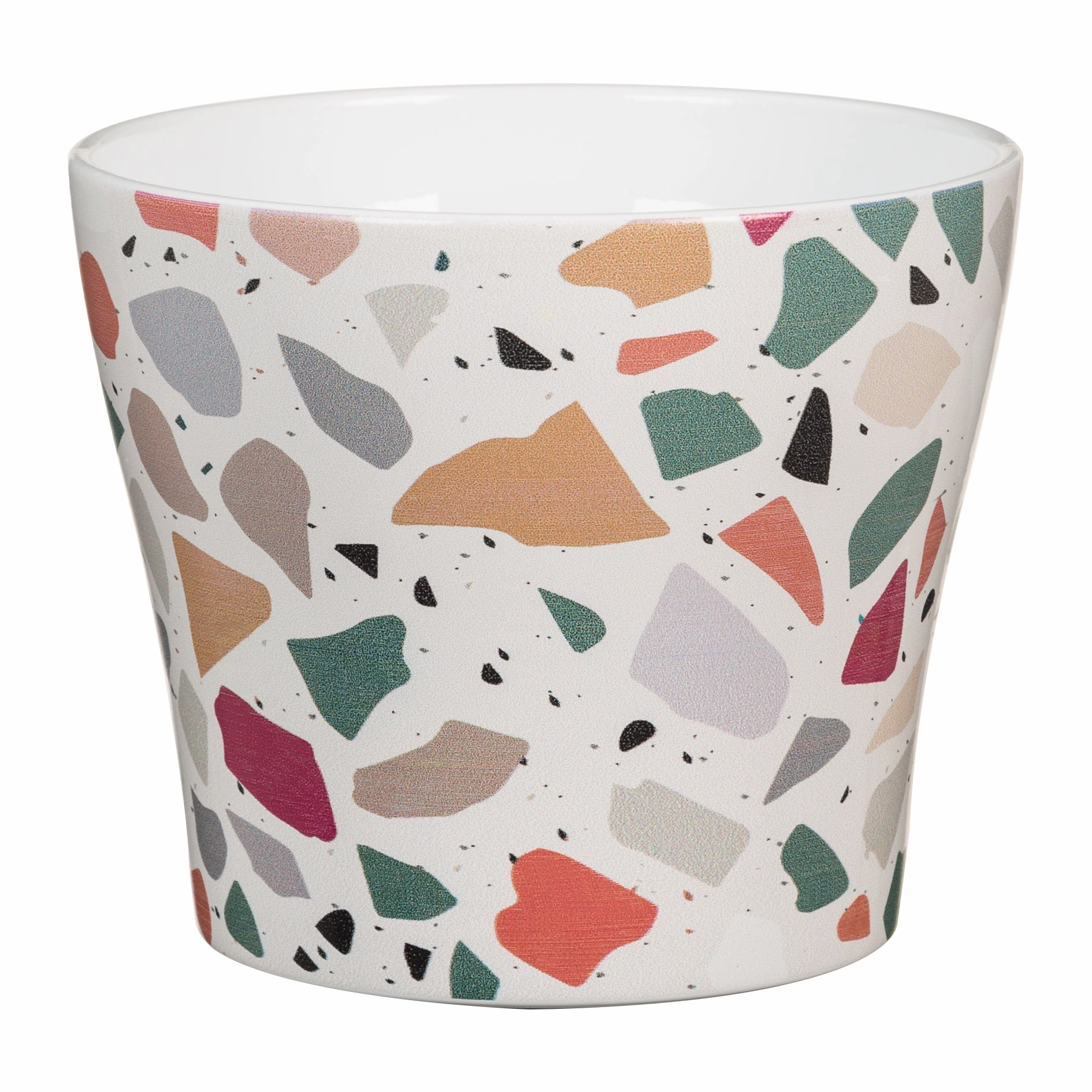 Terrazzo Indoor Ceramic Cover Pot Terrazzo (808) tall green plant  