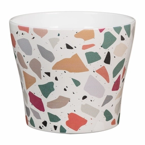 Terrazzo Indoor Ceramic Cover Pot Terrazzo (808) tall green plant  