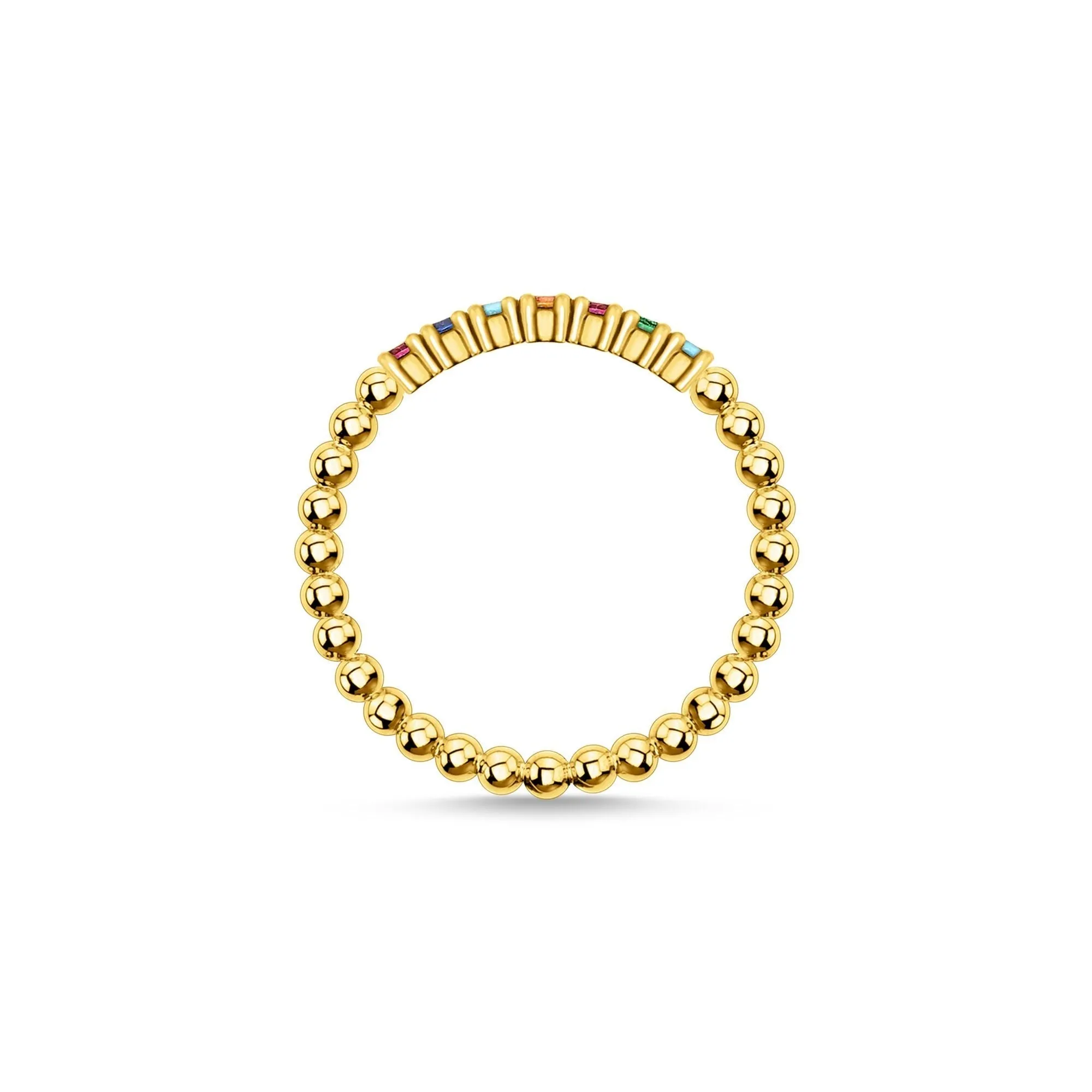 Thomas Sabo Charm Club Sterling Silver Yellow Gold Plated Colourful Stones Ring