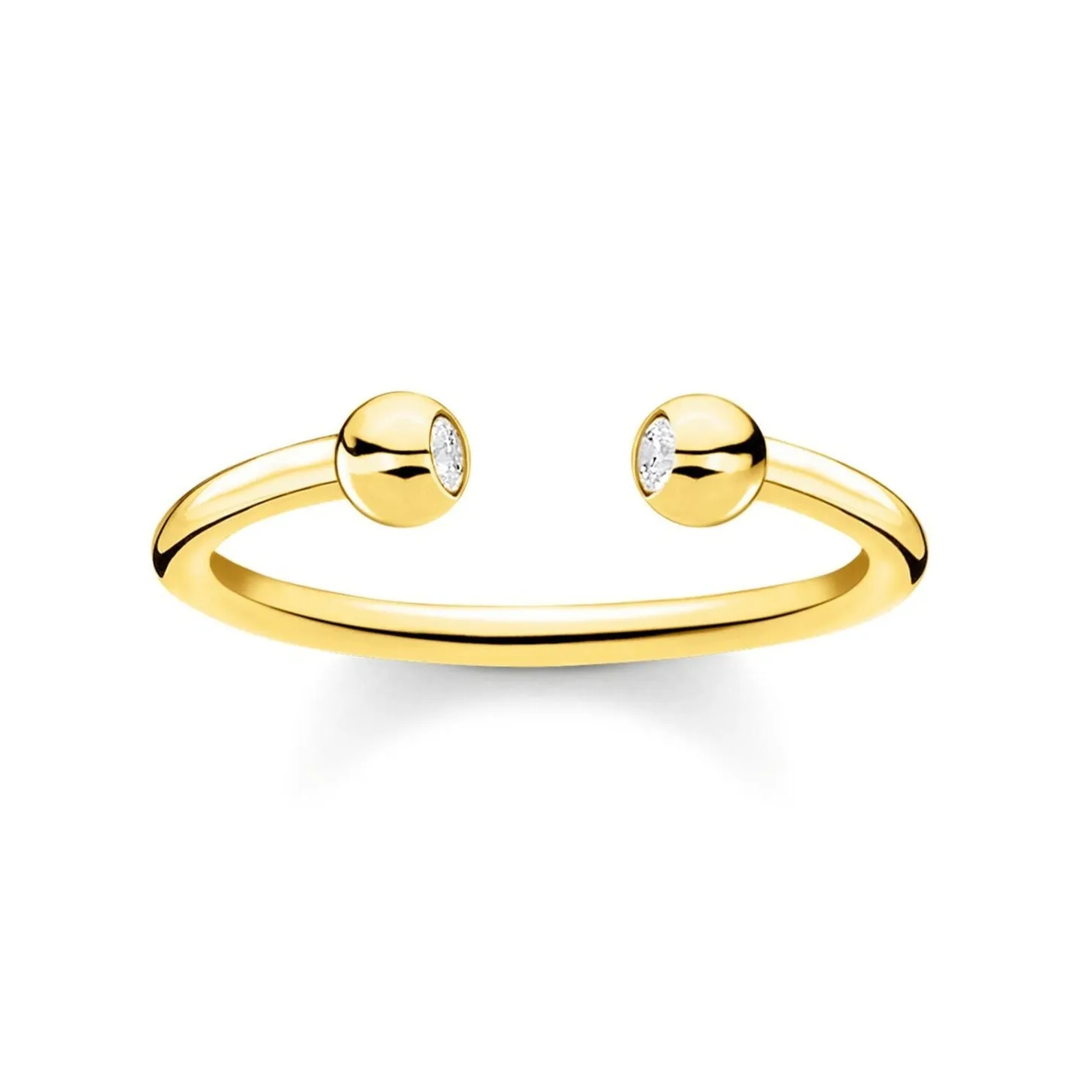 Thomas Sabo Charm Club Yellow Gold Plated White Stone Dots Ring D