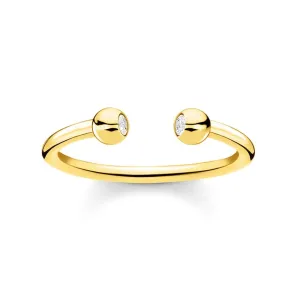 Thomas Sabo Charm Club Yellow Gold Plated White Stone Dots Ring D