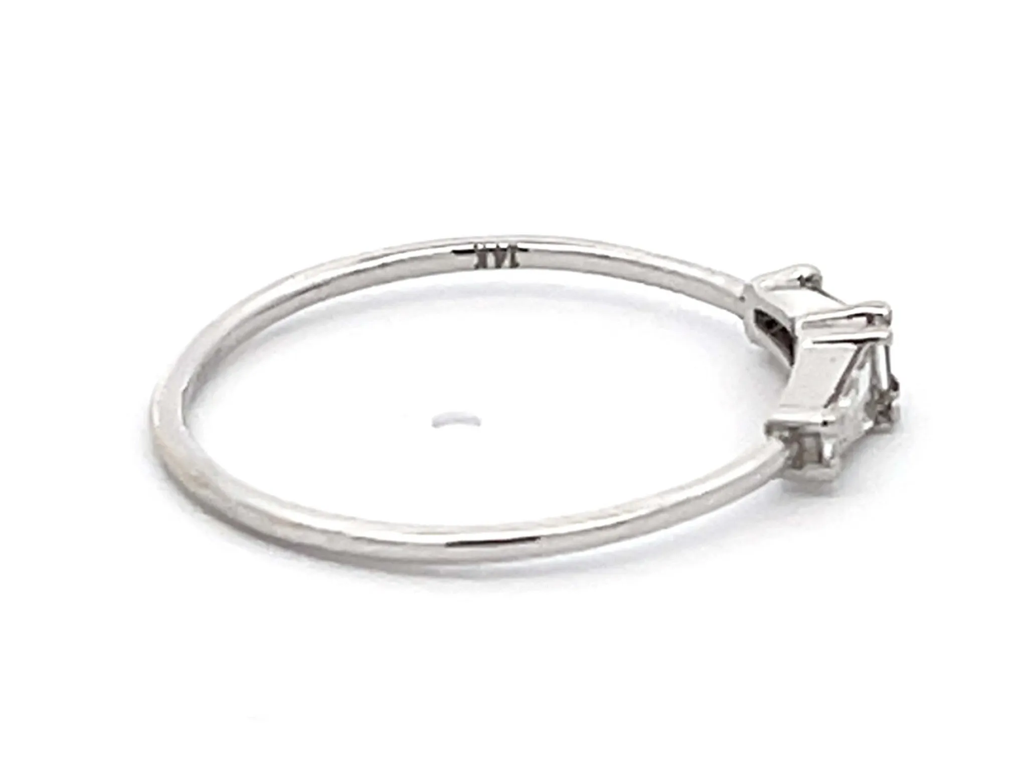 Three Baguette Diamond Thin Band Ring in 14k White Gold