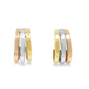Three Colour Gold Hoop Earrings - 18ct Yellow Gold
