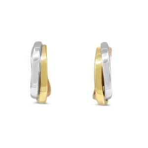 Three Colour Gold Hoop Earrings - 9ct Gold