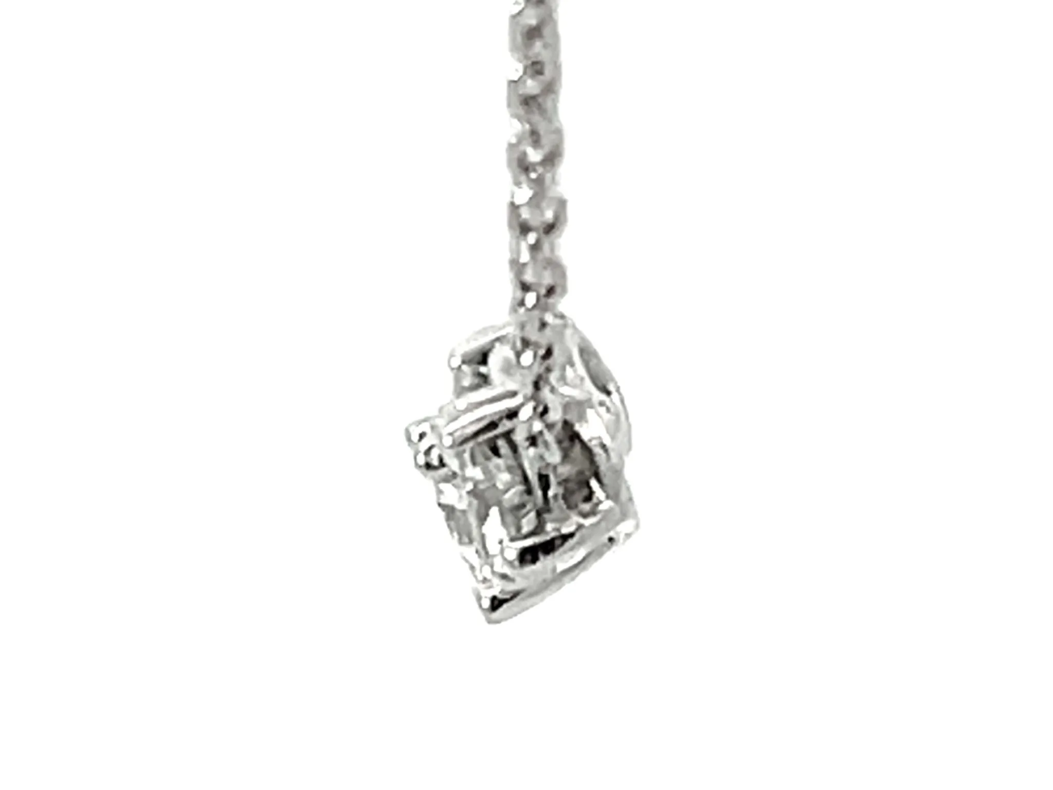 Three Diamond Necklace Solid 14k White Gold