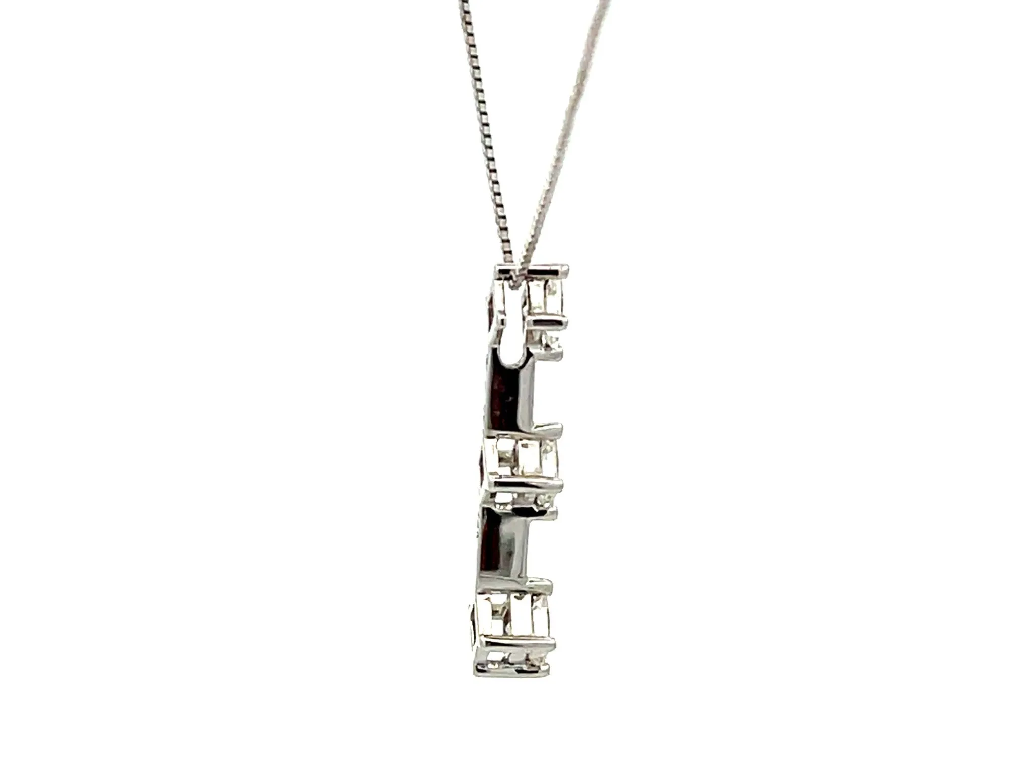 Three Princess Cut Diamond Drop Necklace in 18k White Gold