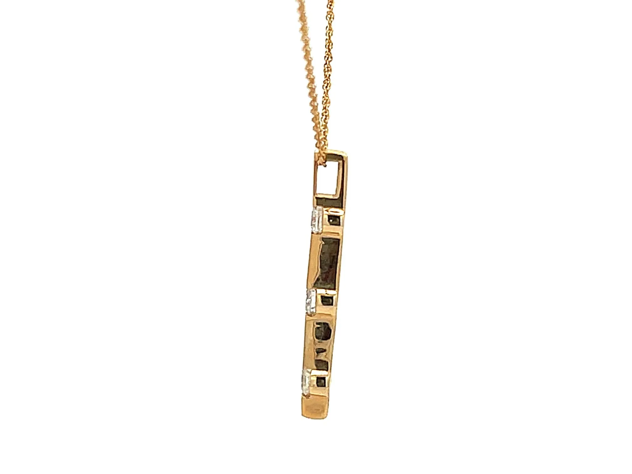 Three Round Brilliant Diamond Drop Necklace in 14k Yellow Gold
