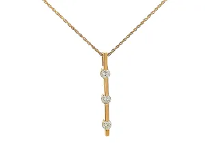 Three Round Brilliant Diamond Drop Necklace in 14k Yellow Gold