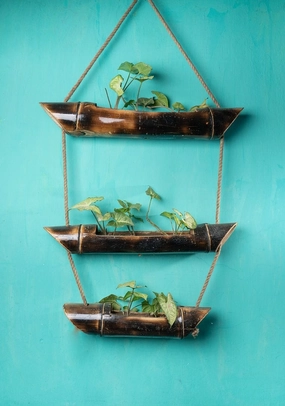Three Layered Hanging Bamboo Planter (Eco) ceramic planter  