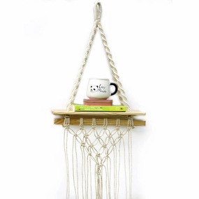 Tier-1 Pine Knotting Wall Hanging Shelf Macrame cactus succulent plant  
