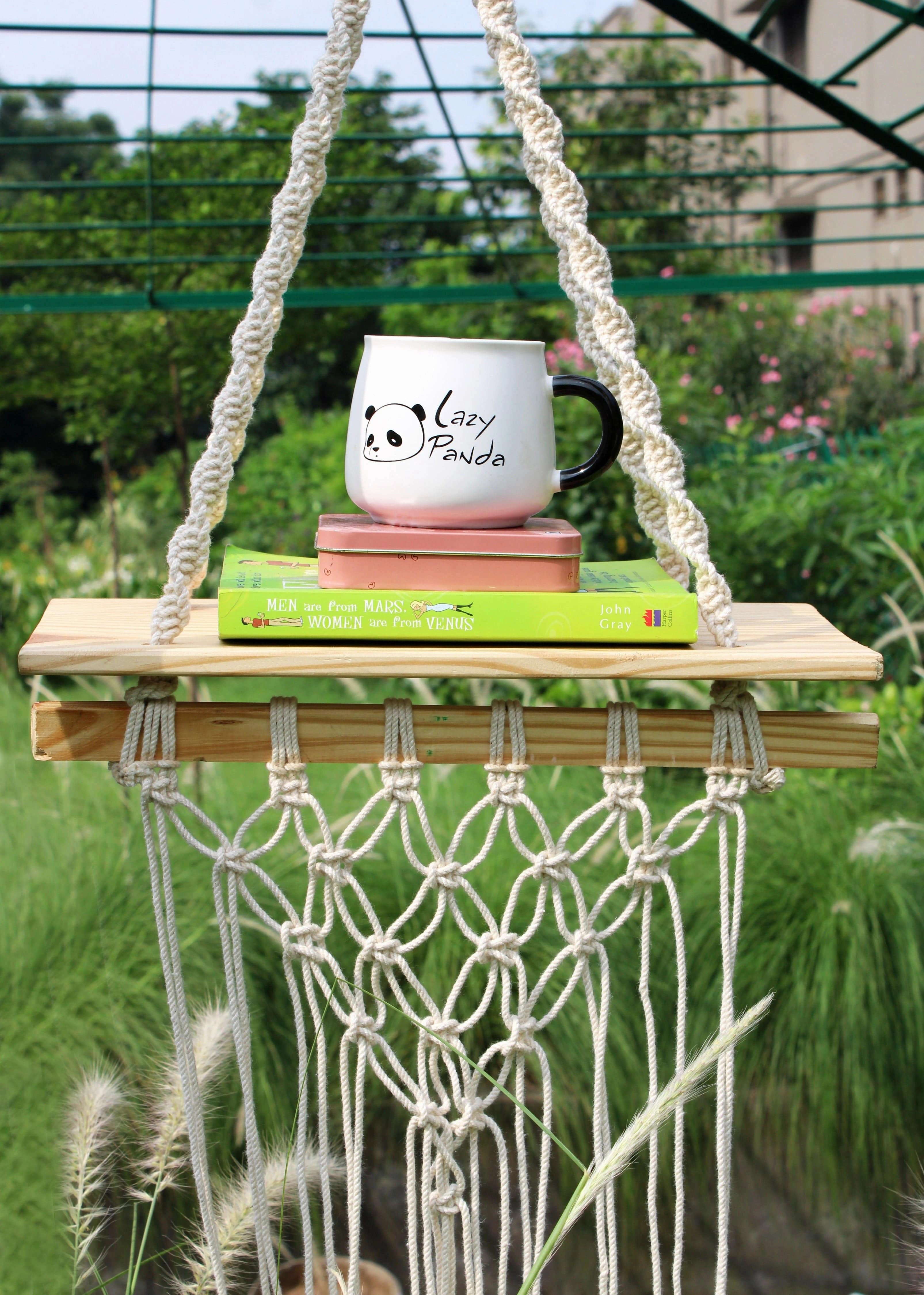 Tier-1 Pine Knotting Wall Hanging Shelf Macrame