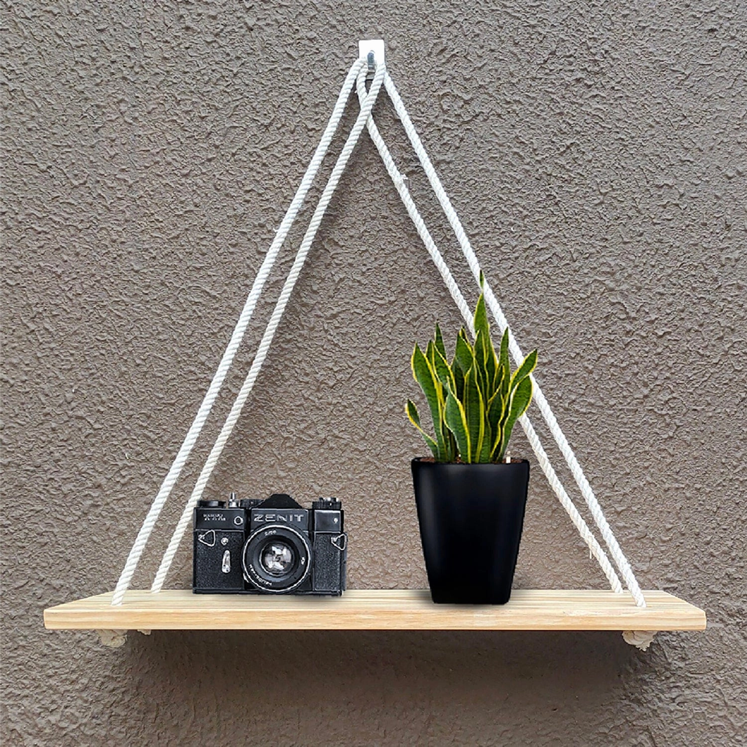 Tier-1 Real Pine Wood Brown Wall Hanging Shelf cactus succulent plant  