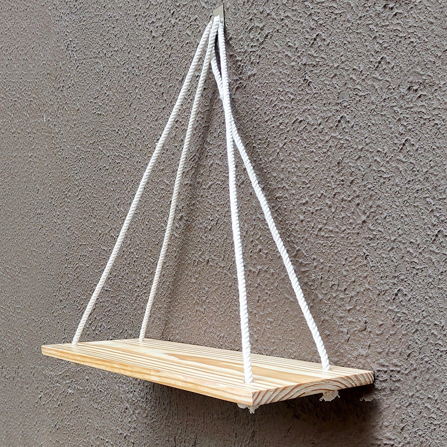 Tier-1 Real Pine Wood Brown Wall Hanging Shelf