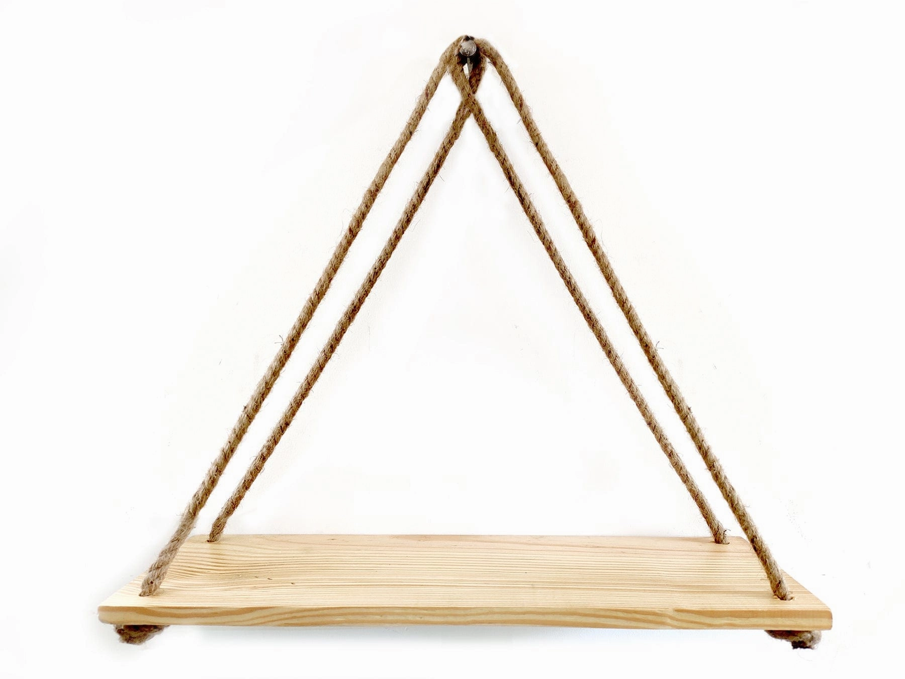 Tier 1 Real Pine Wood Floating Brown Wall Hanging Shelves With Rope cactus succulent plant  