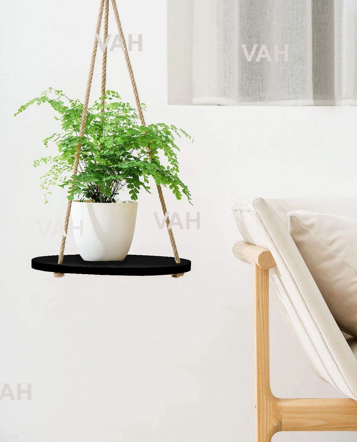 Tier-1 Round Wood Floating Shelves With Rope