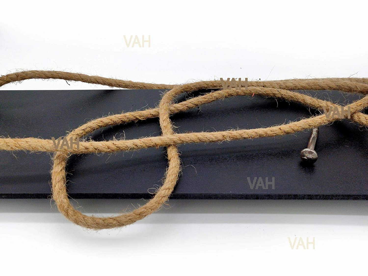 Tier-1 Wood Black Floating Shelves With Plain Rope, Set of 3