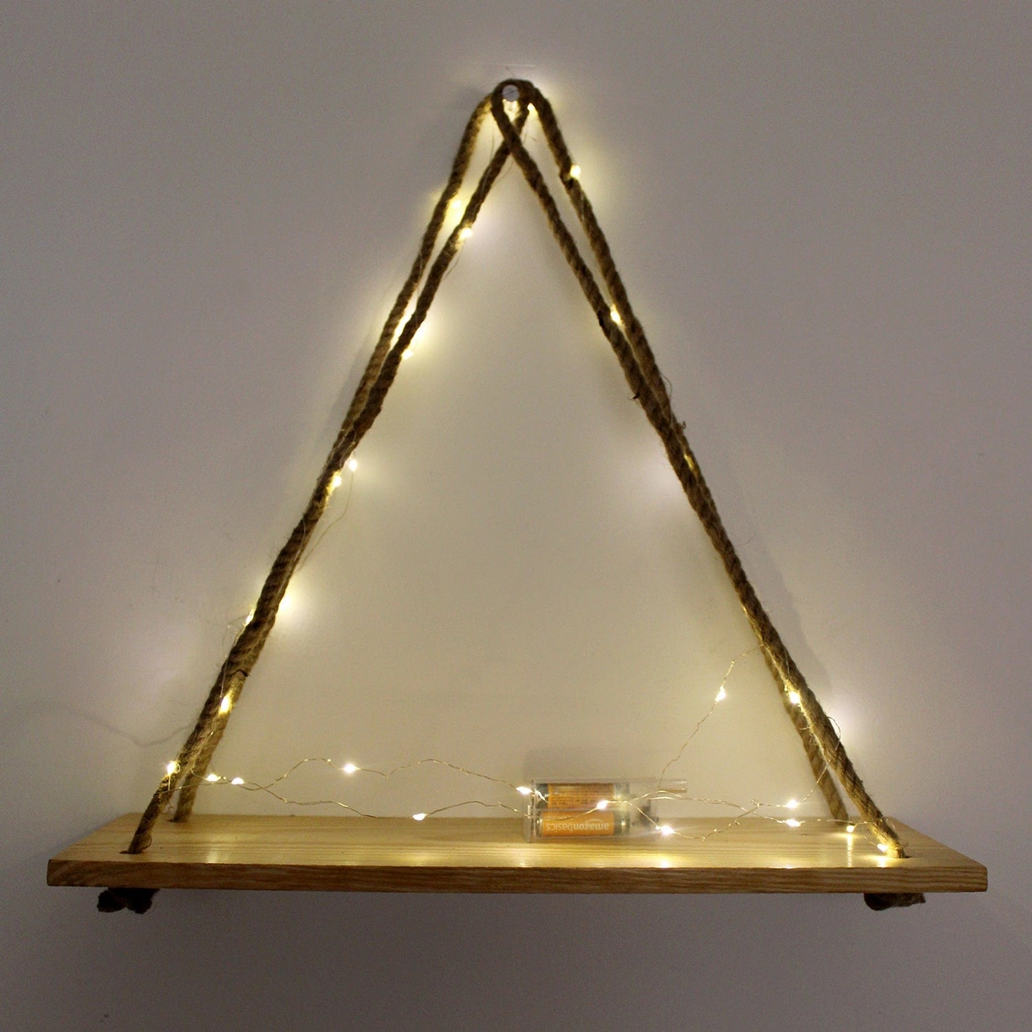 Tier-1 Wood Brown Wall Hanging Shelf With LED Light