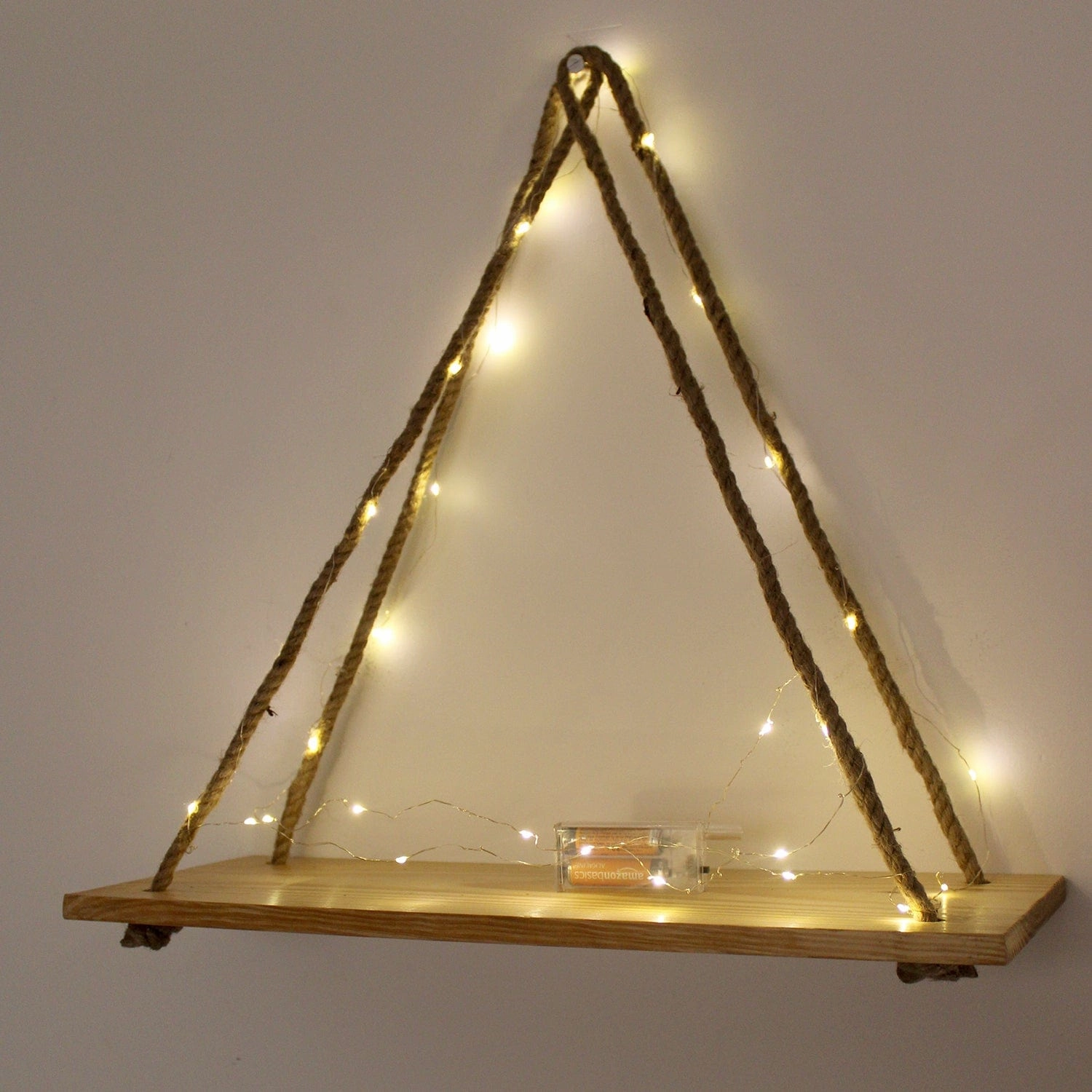 Tier-1 Wood Brown Wall Hanging Shelf With LED Light