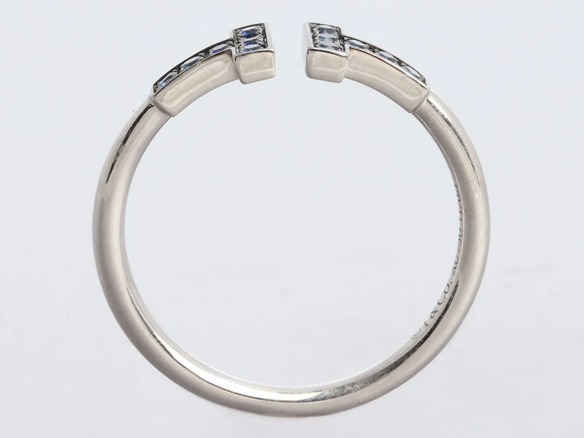 Tiffany & Co 18K White Gold Sapphire T Wire Ring