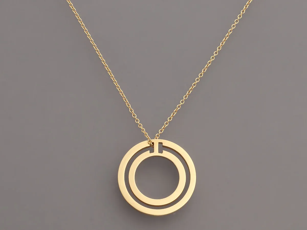 Tiffany & Co. 18K Yellow Gold Tiffany T Circle Pendant Necklace