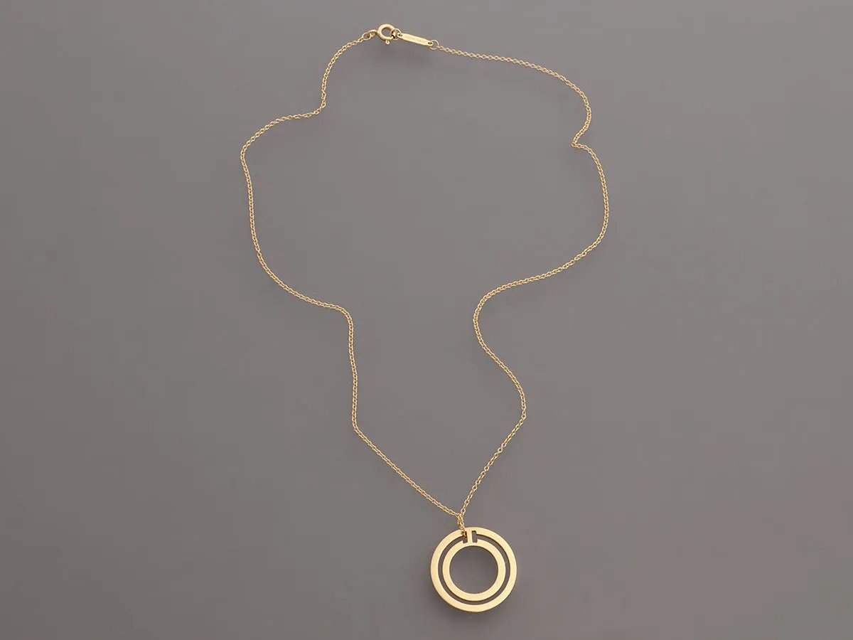 Tiffany & Co. 18K Yellow Gold Tiffany T Circle Pendant Necklace