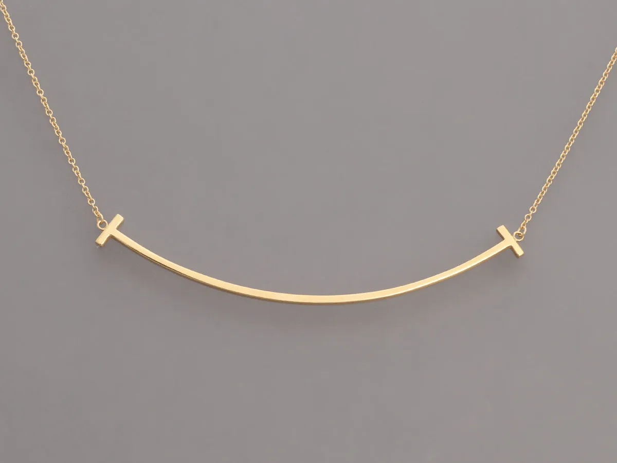 Tiffany & Co. Large 18K Yellow Gold Tiffany T Smile Necklace