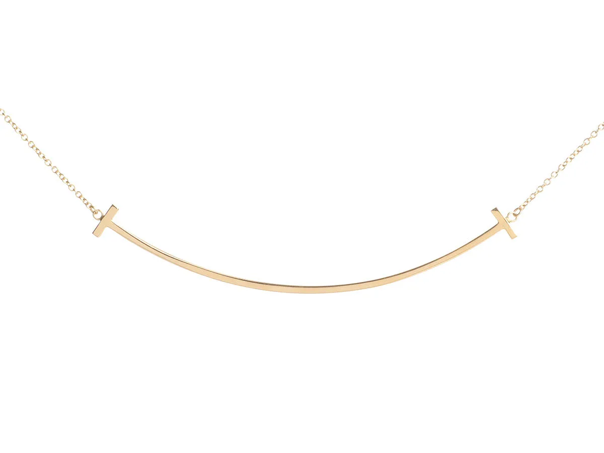 Tiffany & Co. Large 18K Yellow Gold Tiffany T Smile Necklace