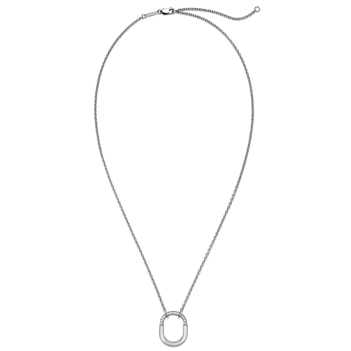 Tiffany & Co Lock Small Pendant in 18K White Gold with Round Brilliant Diamonds