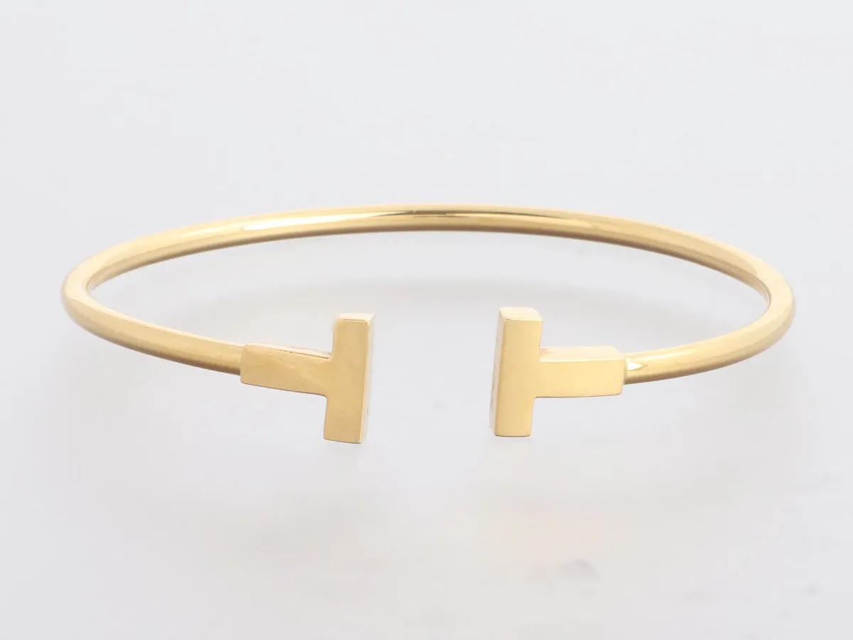 Tiffany & Co. Narrow 18k Yellow Gold T Wire Bracelet