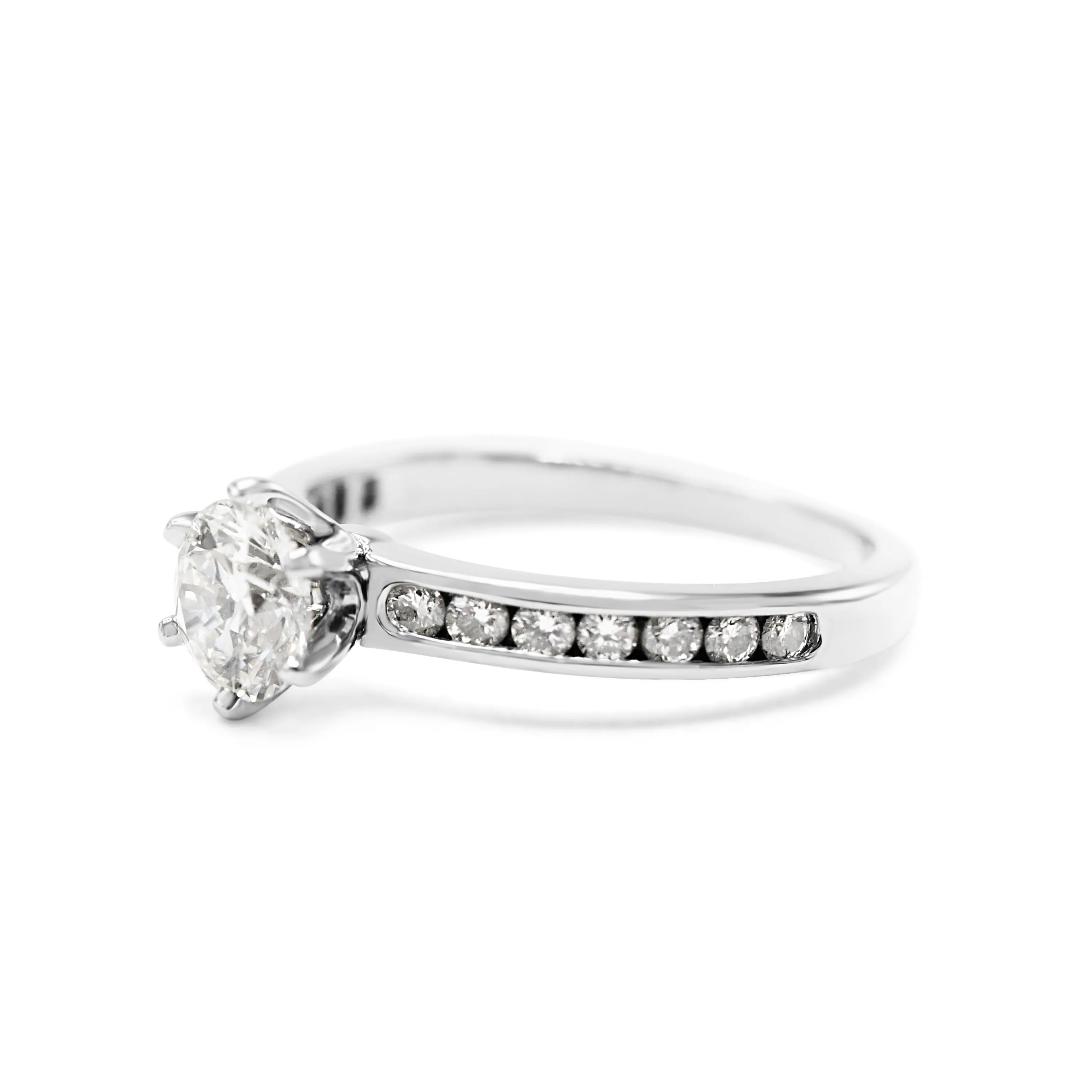 Tiffany Certificated Solitaire Diamond Ring, Diamond Shoulders