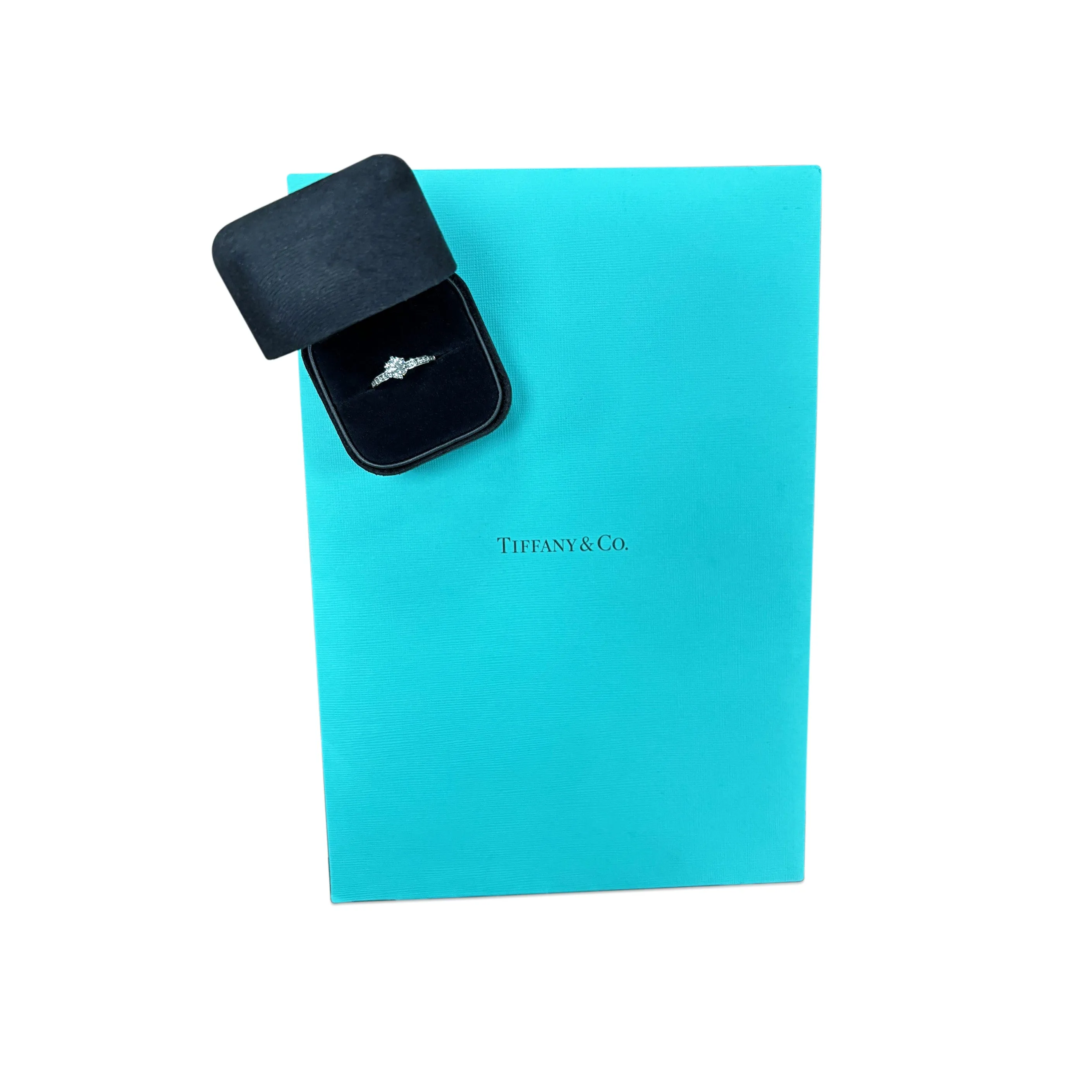 Tiffany Certificated Solitaire Diamond Ring, Diamond Shoulders