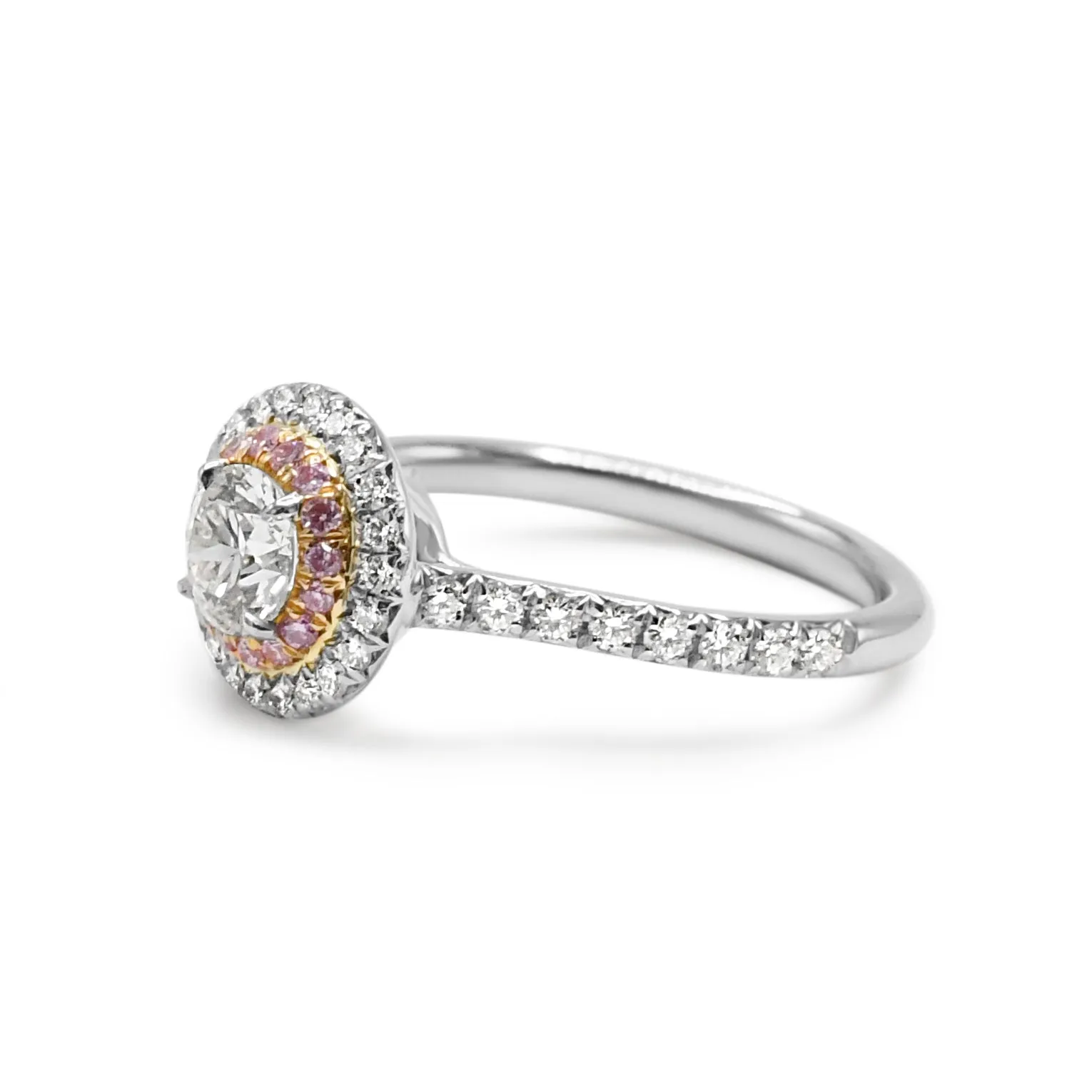 Tiffany Soleste White & Pink Double Halo Diamond Ring