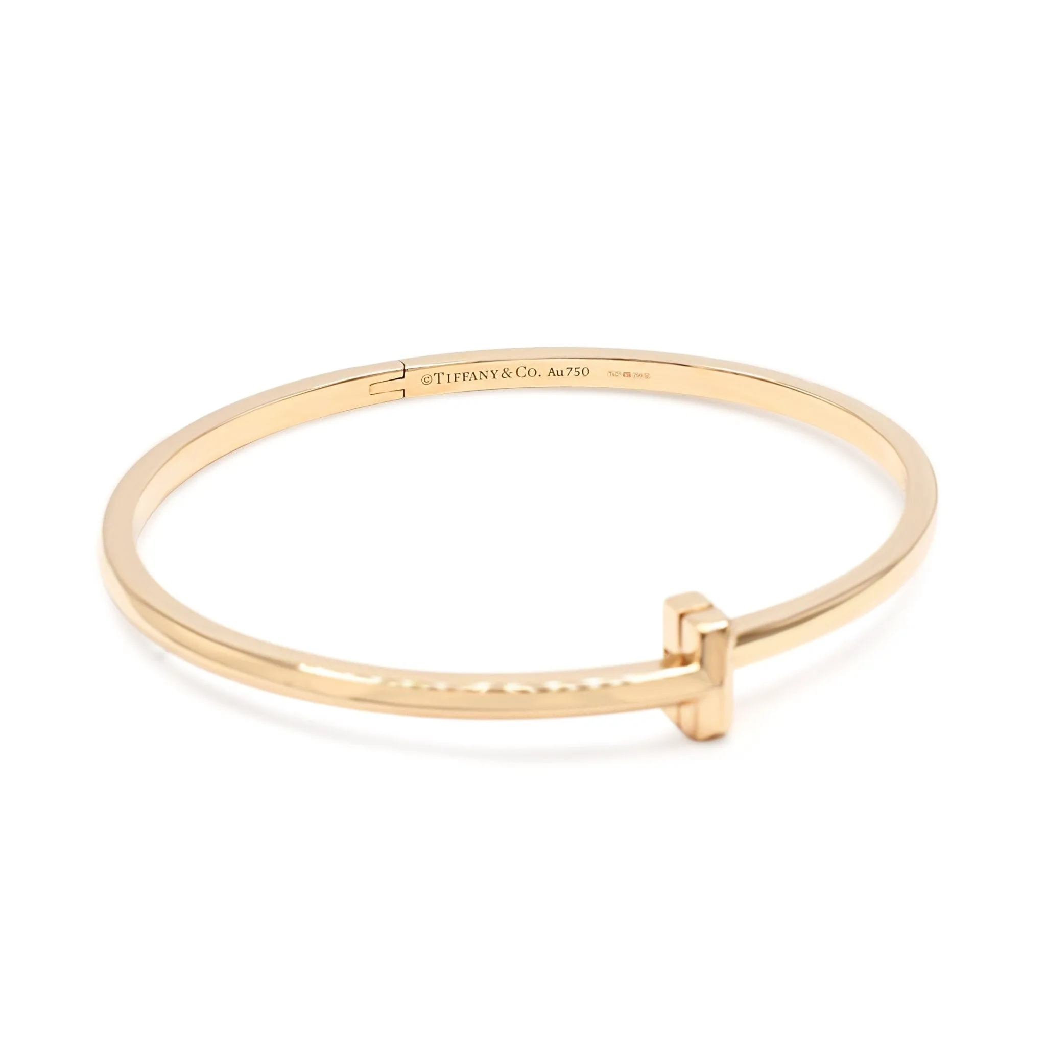 Tiffany T1 Narrow Hinged Bangle, Medium - 18ct Yellow Gold
