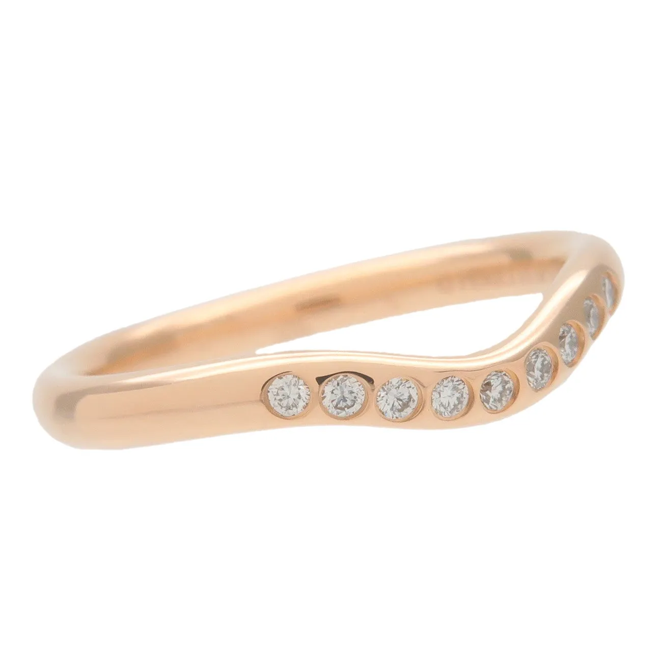 Tiffany&Co. Curved Band Ring 9P Diamond K18 750PG US4.5 EU48 Used