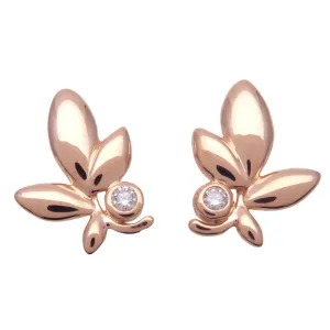 Tiffany&Co. Olive Leaf 1P Diamond Earring K18 750PG Rose Gold Used