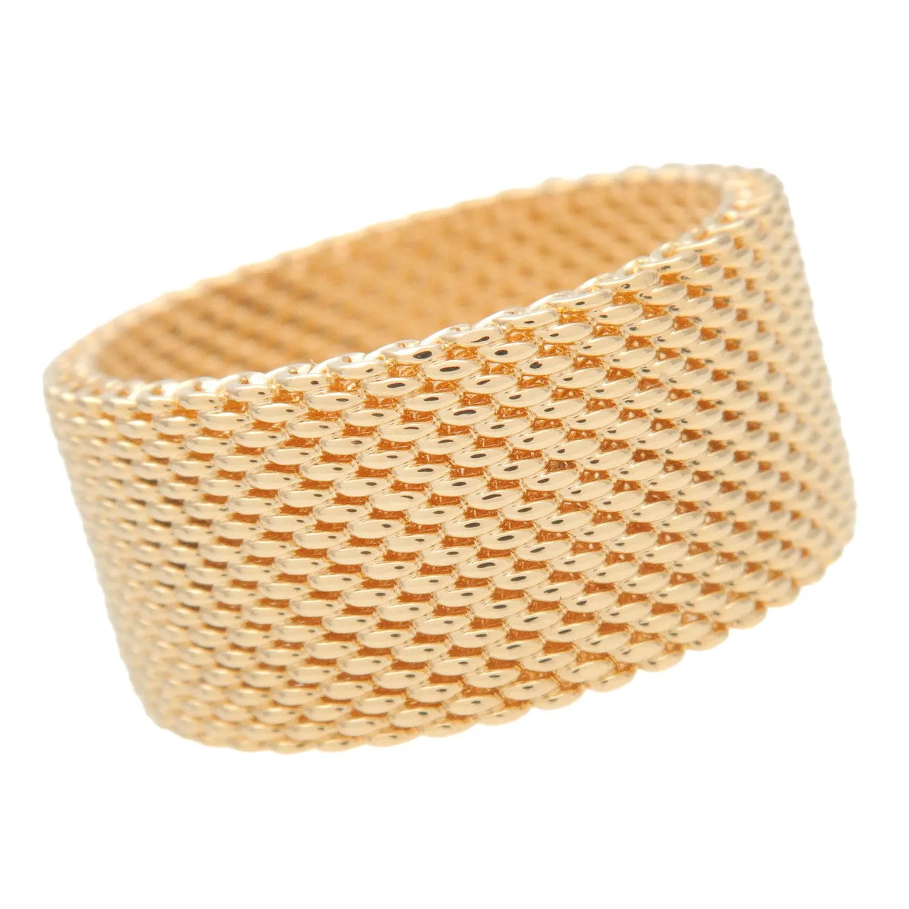 Tiffany&Co. Somerset Mesh Ring Wide K18YG 750YG Yellow Gold US6 Used